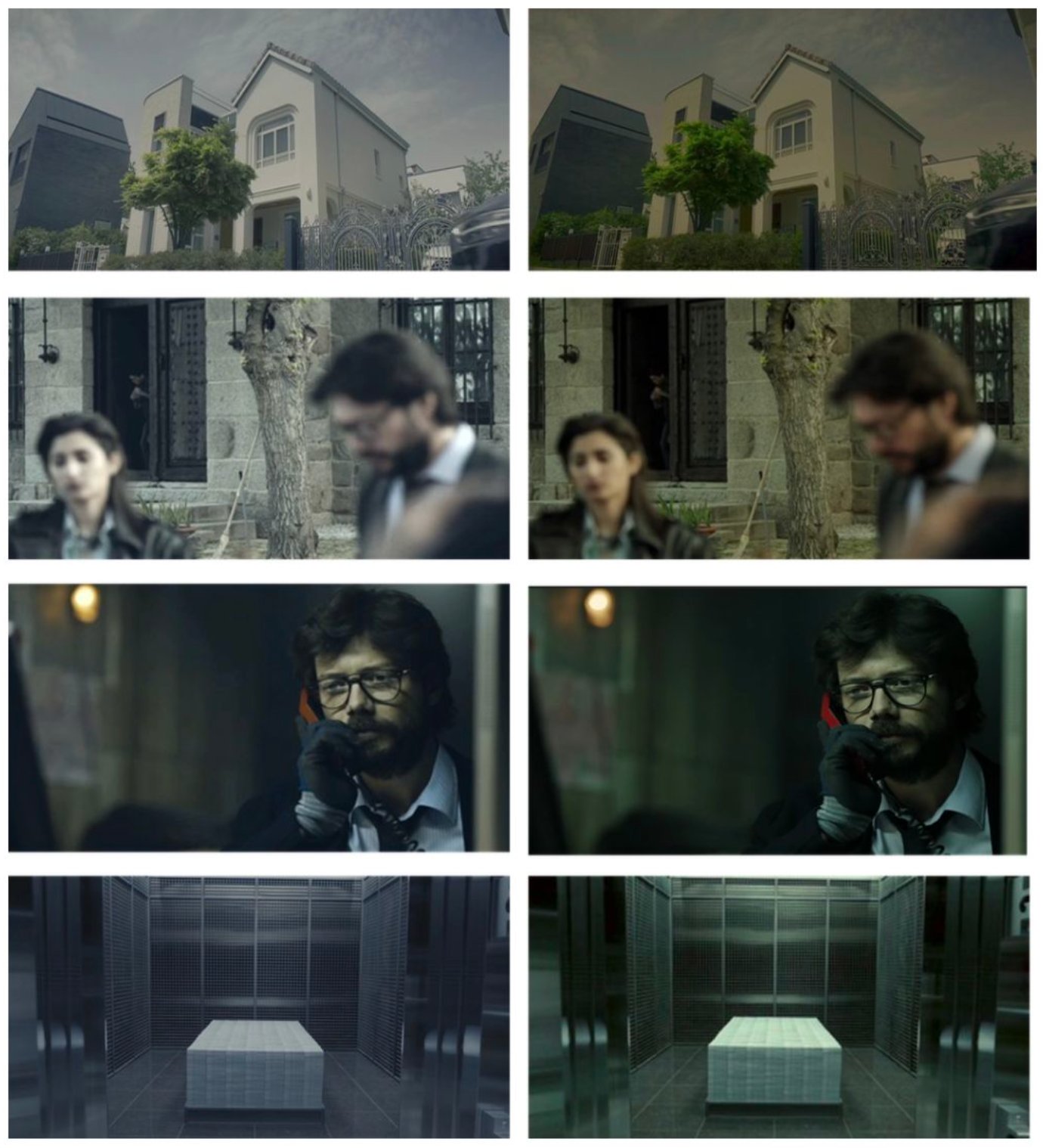 Color comparison between Korean remake and Spanish original versions of Money Heist